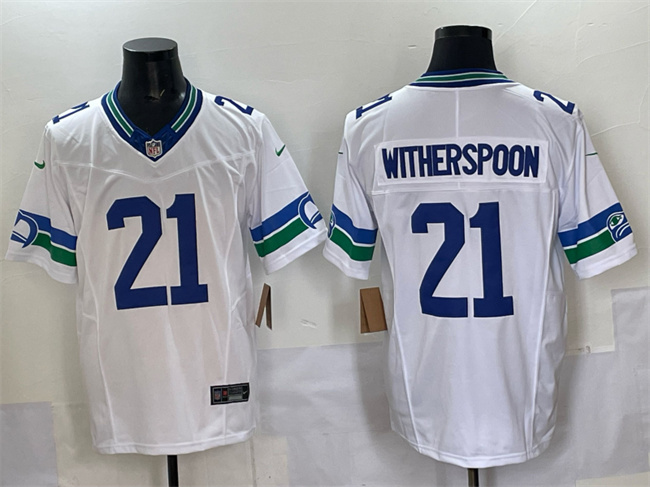 Seattle Seahawks #21 Devon Witherspoon White F.U.S.E. Throwback Vapor Limited Football Stitched Jersey