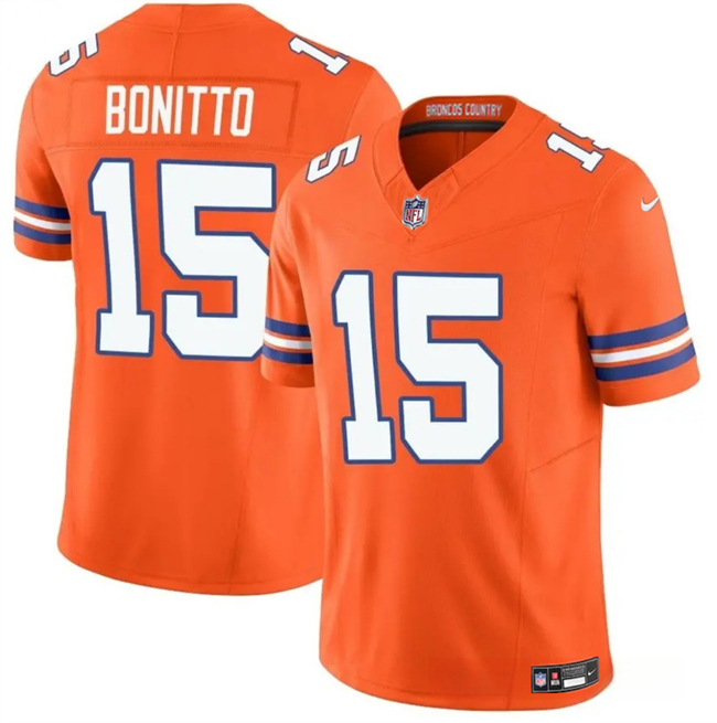 Denver Broncos #15 Nik Bonitto Orange F.U.S.E. Mile High Collection 1977 Throwback Vapor Limited Football Stitched Jersey Denver Broncos #15 Nik Bonitto Orange F.U.S.E. Mile High Collection 1977 Throwback Vapor Limited Football Stitched Jersey