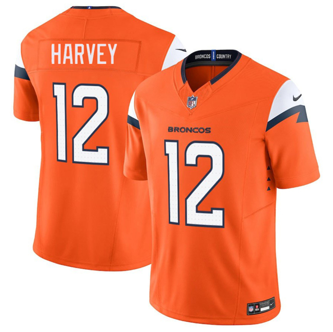 Denver Broncos #12 RJ Harvey Orange 2025 F.U.S.E. Vapor Limited Football Stitched Jersey Denver Broncos #12 RJ Harvey Orange 2025 F.U.S.E. Vapor Limited Football Stitched Jersey