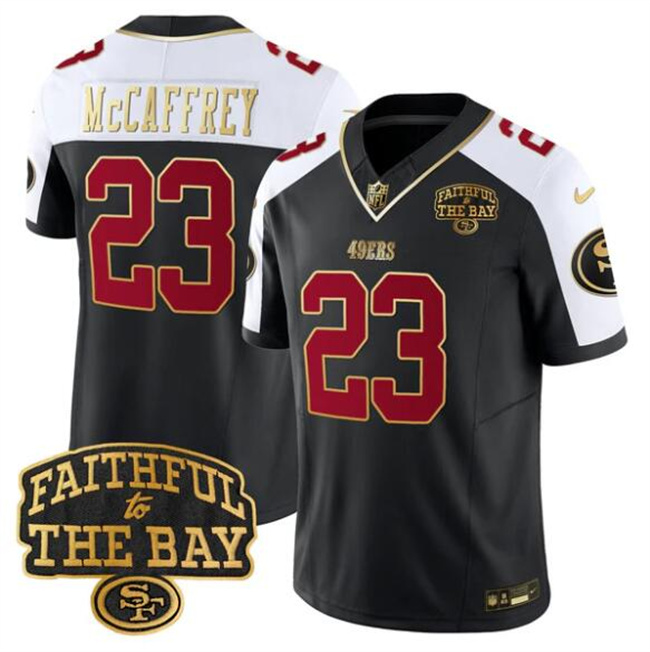 San Francisco 49ers #23 Christian McCaffrey Black Alternate 2025 F.U.S.E. Faithful To The Bay Patch Limited V8 Football Stitched Jersey