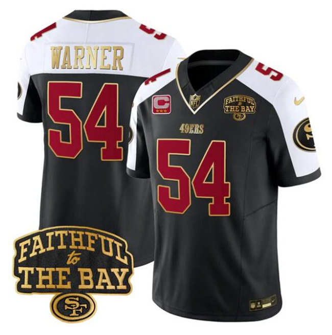 San Francisco 49ers #54 Fred warner Black Alternate 2025 F.U.S.E. 3-Star C With Faithful To The Bay Patch Limited V8 Football Stitched Jersey