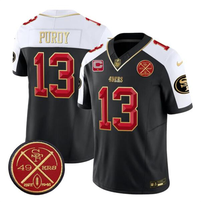San Francisco 49ers #13 Brock Purdy Black Alternate F.U.S.E. 1-Star C With Est.1946 Patch Vapor Limited Football Stitched Jersey