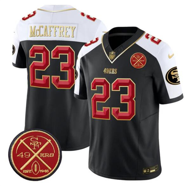 San Francisco 49ers #23 Christian McCaffrey Black Alternate F.U.S.E. Est.1946 Patch Vapor Limited Football Stitched Jersey