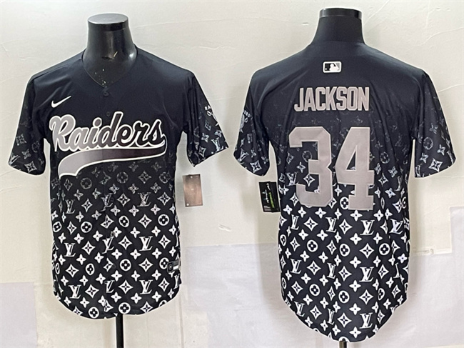 Las Vegas Raiders #34 Bo Jackson Black Limited Stitched Baseball Jersey