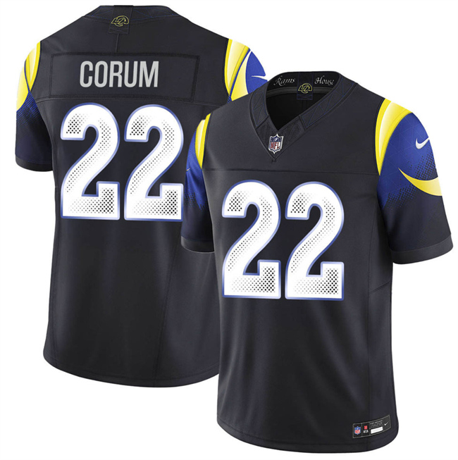 Los Angeles Rams #22 Blake Corum Black 2025 F.U.S.E. ??Rivalries?? Vapor Limited Stitched Football Jersey