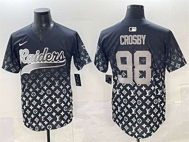 Las Vegas Raiders #98 Maxx Crosby Black Limited Stitched Baseball Jersey