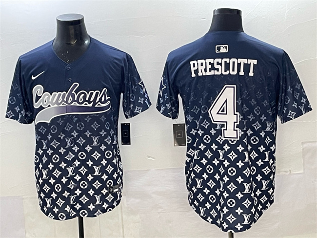 Dallas Cowboys #4 Dak Prescott Navy Limited Stitched Baseball Jersey Dallas Cowboys #4 Dak Prescott Navy Limited Stitched Baseball Jersey