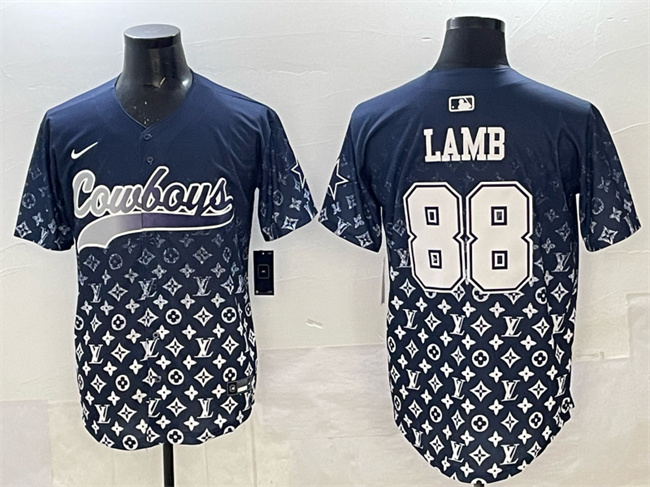 Dallas Cowboys #88 CeeDee Lamb Navy Limited Stitched Baseball Jersey