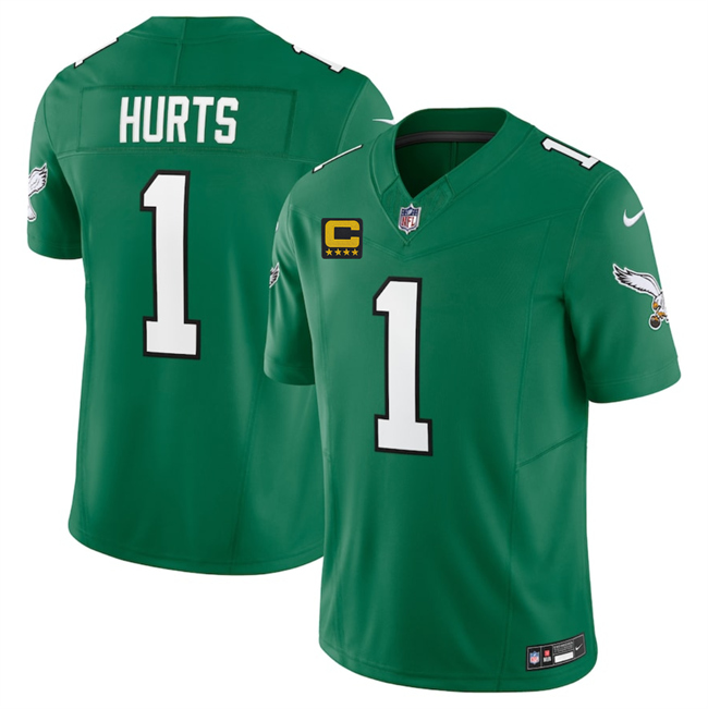 Philadelphia Eagles #1 Jalen Jurts Kelly Green 2025 F.U.S.E. With 4-Star C Patch Vapor Untouchable Limited Throwback Football Stitched Jersey