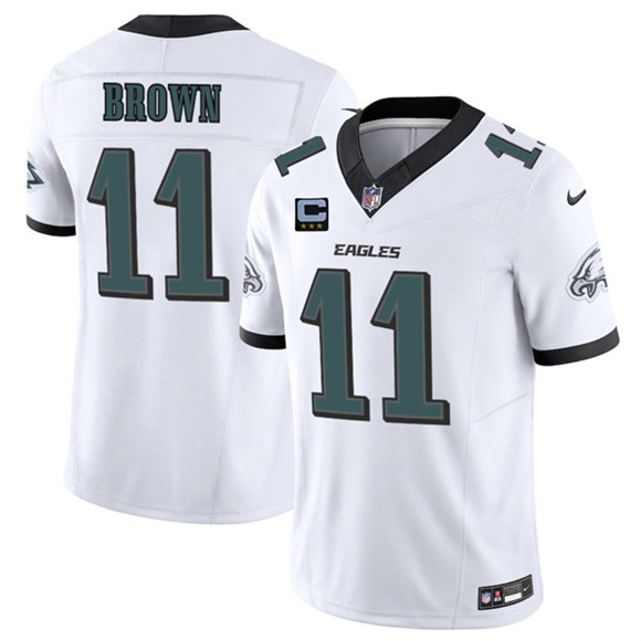 Philadelphia Eagles #11 A.J. Brown White 2025 F.U.S.E. With 3-Star C Patch Vapor Untouchable Limited Football Stitched Jersey