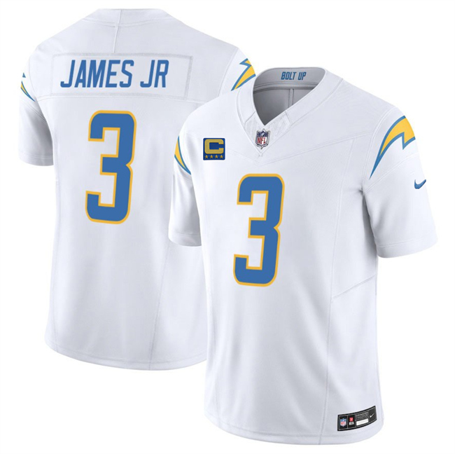 Los Angeles Chargers #3 Derwin James JR White 2025 F.U.S.E With 4-Star C Patch Vapor Limited Stitched Football Jersey