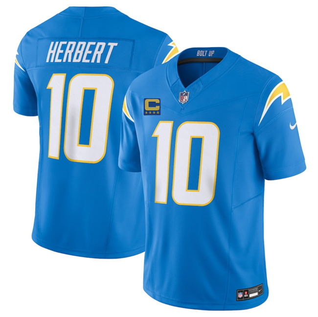 Los Angeles Chargers #10 Justin Herbert Blue 2025 F.U.S.E With 4-Star C Patch Vapor Limited Stitched Football Jersey