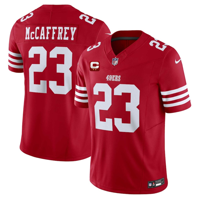 San Francisco 49ers #23 Christian McCaffrey Red 2025 F.U.S.E. With 2-Star C Patch Vapor Untouchable Limited Stitched Football Jersey