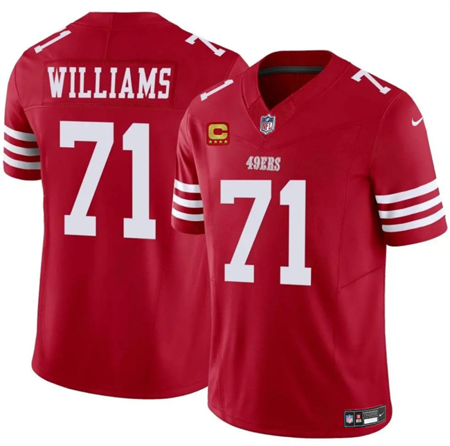 San Francisco 49ers #71 Trent Williams Red 2025 F.U.S.E. With 4-Star C Patch Vapor Untouchable Limited Stitched Football Jersey