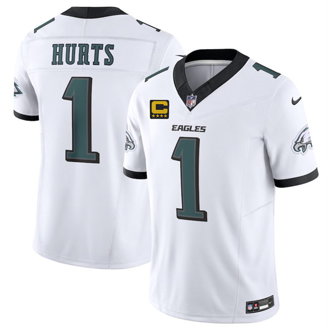 Philadelphia Eagles #1 Jalen Jurts White 2025 F.U.S.E. With 4-Star C Patch Vapor Untouchable Limited Stitched Football Jersey