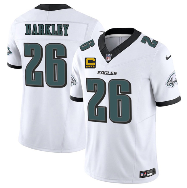 Philadelphia Eagles #26 Saquon Barkley White 2025 F.U.S.E. With 4-Star C Patch Vapor Untouchable Limited Stitched Football Jersey