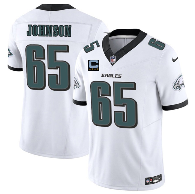 Philadelphia Eagles #65 Lane Johnson White 2025 F.U.S.E. With 4-Star C Patch Vapor Untouchable Limited Stitched Football Jersey