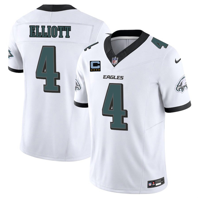 Philadelphia Eagles #4 Jake Elliott White 2025 F.U.S.E. With 4-Star C Patch Vapor Untouchable Limited Stitched Football Jersey