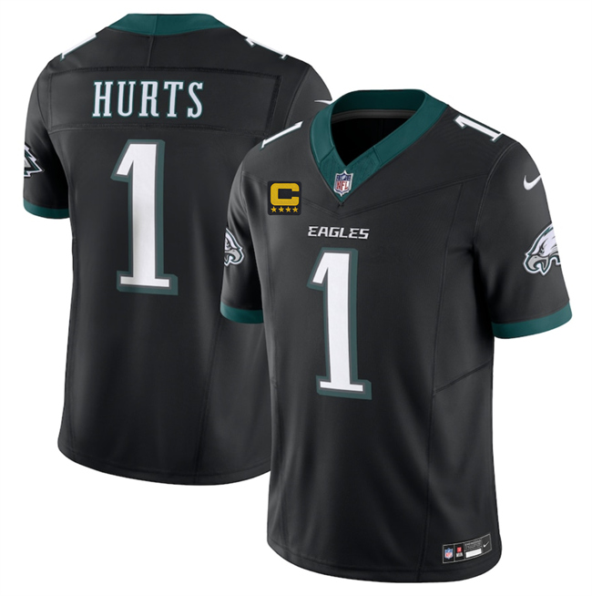 Philadelphia Eagles #1 Jalen Jurts Black 2025 F.U.S.E. With 4-Star C Patch Vapor Untouchable Limited Throwback Stitched Football Jersey