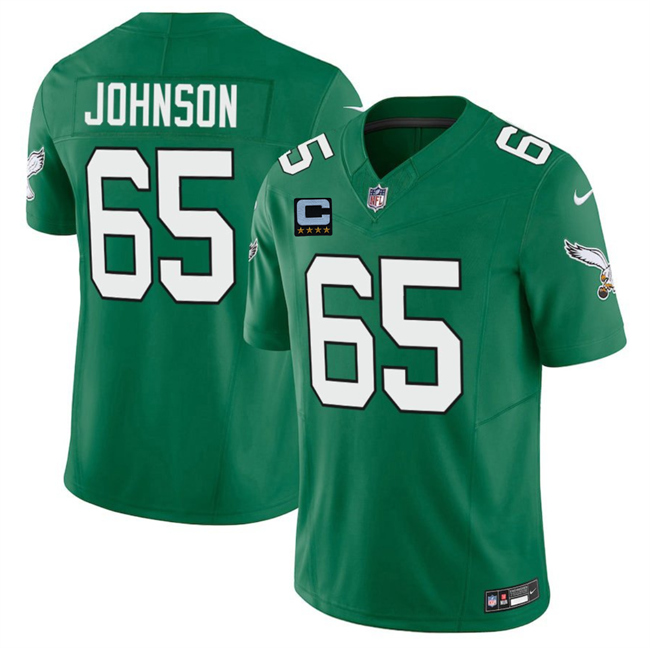 Philadelphia Eagles #65 Lane Johnson Kelly Green 2025 F.U.S.E. With 4-Star C Patch Vapor Untouchable Limited Throwback Stitched Football Jersey