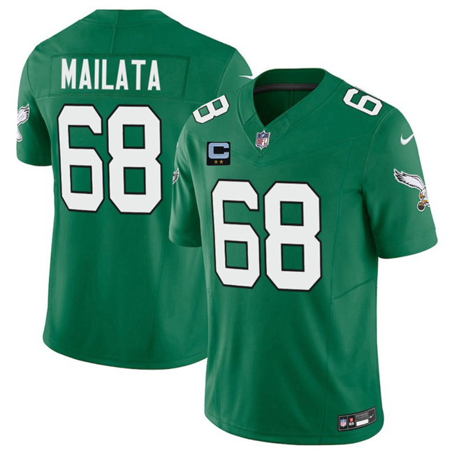 Philadelphia Eagles #68 Jordan Mailata Kelly Green 2025 F.U.S.E. With 2-Star C Patch Vapor Untouchable Limited Throwback Stitched Football Jersey