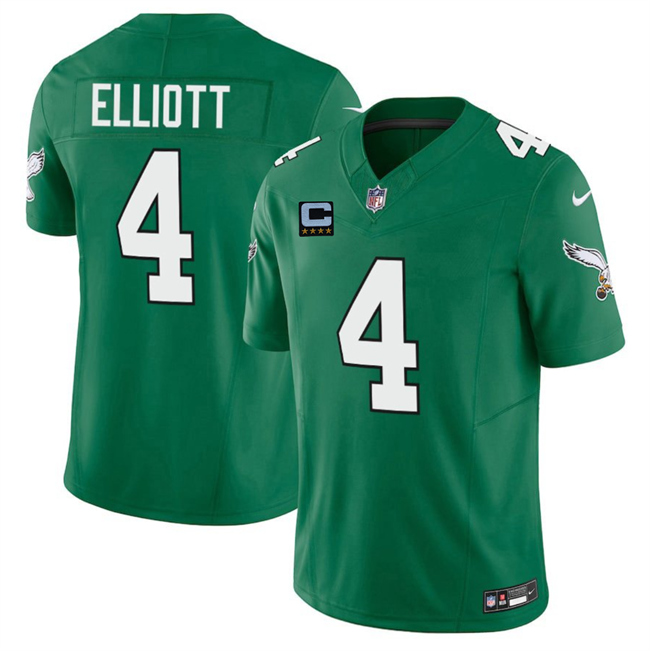Philadelphia Eagles #4 Jake Elliott Kelly Green 2025 F.U.S.E. With 4-Star C Patch Vapor Untouchable Limited Throwback Stitched Football Jersey
