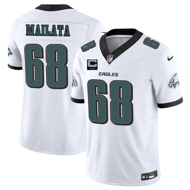 Philadelphia Eagles #68 Jordan Mailata White 2025 F.U.S.E. With 2-Star C Patch Vapor Untouchable Limited Stitched Football Jersey