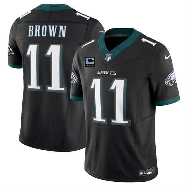 Philadelphia Eagles #11 A.J. Brown Black 2025 F.U.S.E. With 3-Star C Patch Vapor Untouchable Limited Throwback Stitched Football Jersey