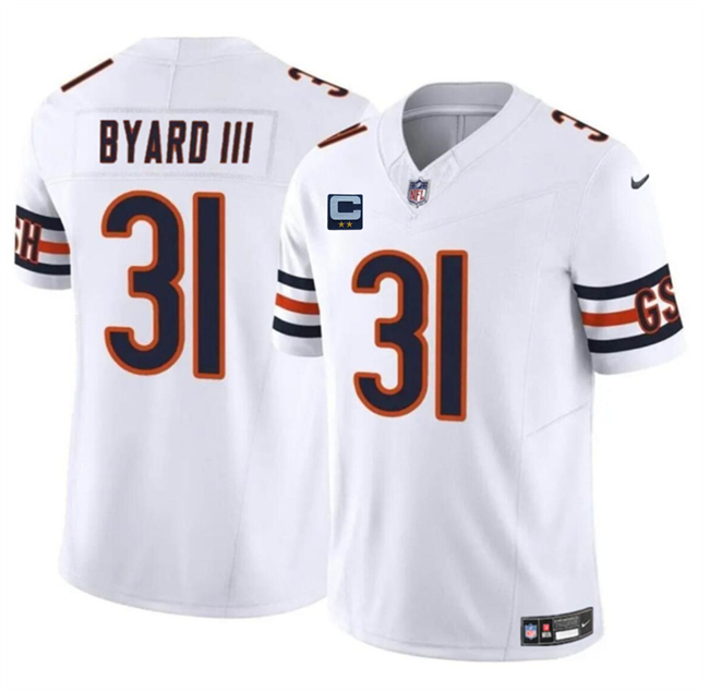 Chicago Bears #31 Kevin Byard III White 2025 F.U.S.E. With 2-Star C Patch Vapor Untouchable Limited Stitched Football Jersey Chicago Bears #31 Kevin Byard III White 2025 F.U.S.E. With 2-Star C Patch Vapor Untouchable Limited Stitched Football Jersey