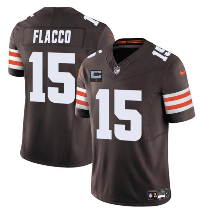Cleveland Browns #15 Joe Flacco Brown 2025 F.U.S.E. With 1-Star C Patch Vapor Limited Stitched Football Jersey Cleveland Browns #15 Joe Flacco Brown 2025 F.U.S.E. With 1-Star C Patch Vapor Limited Stitched Football Jersey