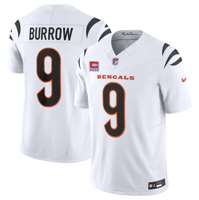 Cincinnati Bengals #9 Joe Burrow White 2025 F.U.S.E. With 4-Star C Patch Vapor Untouchable Limited Stitched Football Jersey