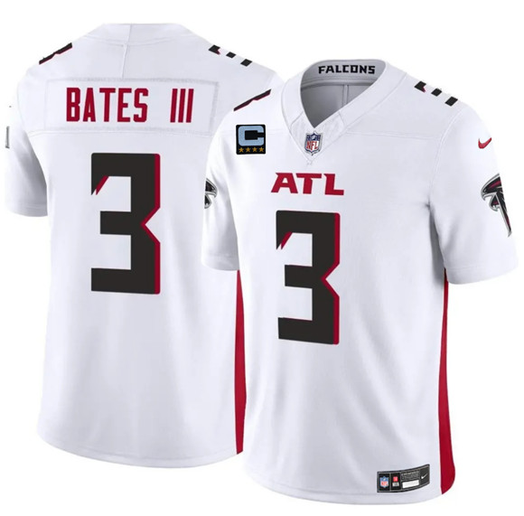 Atlanta Falcons #3 Jesse Bates III White 2025 F.U.S.E With 4-Star C Patch Vapor Untouchable Limited Football Stitched Jersey