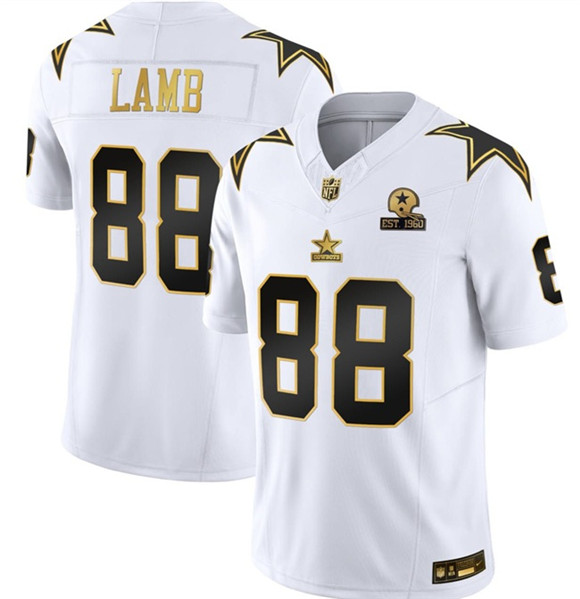 Dallas Cowboys #88 CeeDee Lamb White Gold F.U.S.E. With Established In 1960 Patch Vapor Limited Football Stitched Jersey