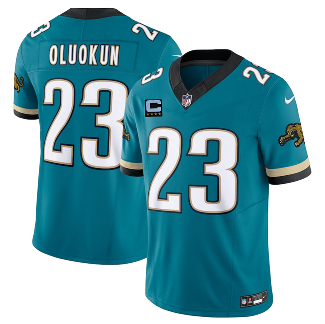 Jacksonville Jaguars #23 Foye Oluokun Teal 2025 F.U.S.E. With 4-Star C Patch Prowler Throwback Vapor Limited Football Stitched Jersey