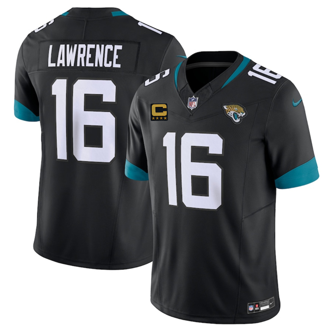 Jacksonville Jaguars #16 Trevor Lawrence Black 2025 With 4-Star C Patch F.U.S.E. Vapor Limited Football Stitched Jersey