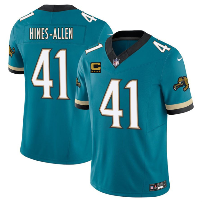 Jacksonville Jaguars #41 Josh Hines-Allen Teal 2025 F.U.S.E. With 4-Star C Patch Prowler Throwback Vapor Limited Football Stitched Jersey