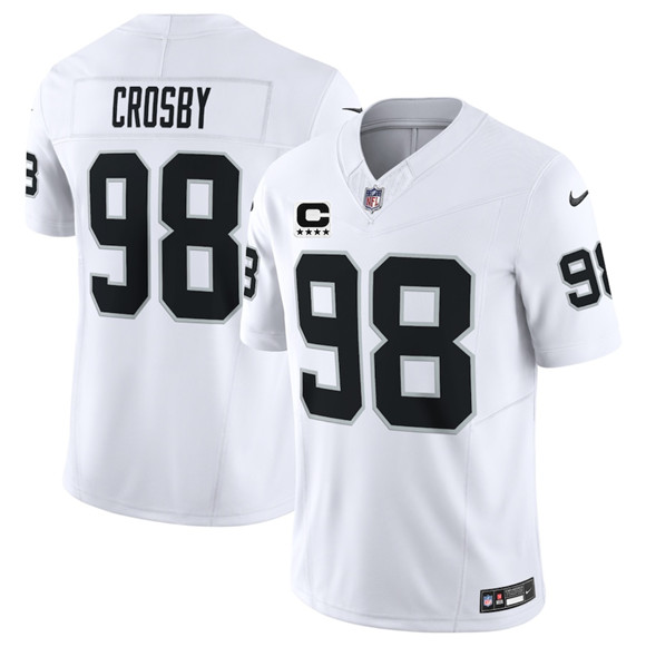 Las Vegas Raiders #98 Maxx Crosby White 2025 F.U.S.E. With 4-Star C Patch Vapor Limited Football Stitched Jersey