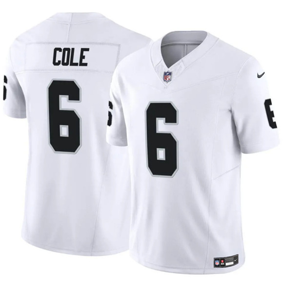 Las Vegas Raiders #6 A.J. Cole White 2025 F.U.S.E. Vapor Untouchable Limited Football Stitched Jersey