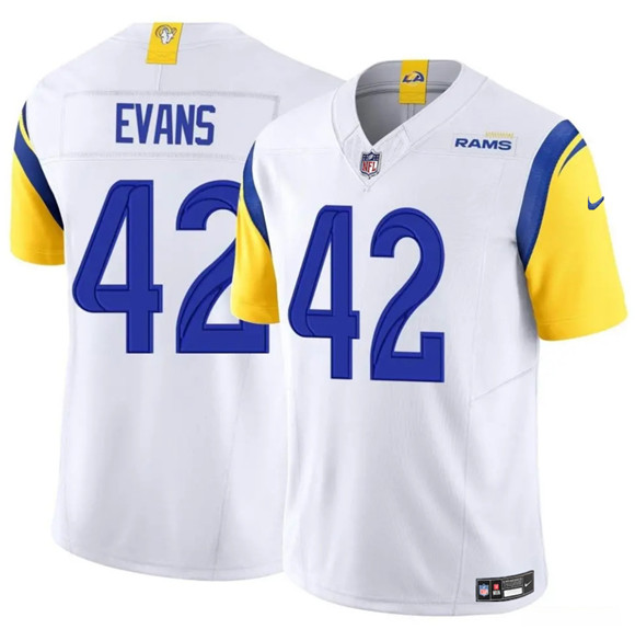 Los Angeles Rams #42 Ethan Evans White 2025 F.U.S.E. Vapor Untouchable Football Stitched Jersey