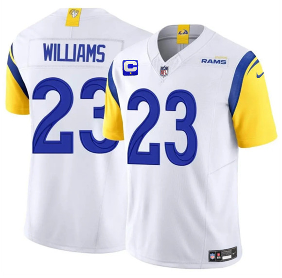 Los Angeles Rams #23 Kyren Williams White 2025 F.U.S.E. With 1-Star C Patch Vapor Untouchable Football Stitched Jersey