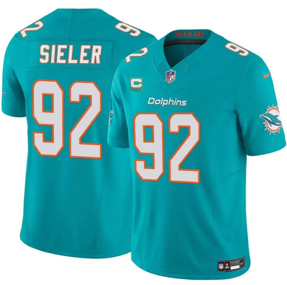 Miami Dolphins #92 Zach Sieler Aqua 2025 F.U.S.E. With 2-Star C Patch Vapor Limited Football Stitched Jersey Miami Dolphins #92 Zach Sieler Aqua 2025 F.U.S.E. With 2-Star C Patch Vapor Limited Football Stitched Jersey