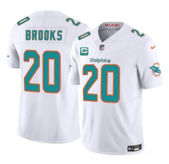 Miami Dolphins #20 Jordyn Brooks White 2025 F.U.S.E. With 1-Star C Patch Vapor Limited Football Stitched Jersey Miami Dolphins #20 Jordyn Brooks White 2025 F.U.S.E. With 1-Star C Patch Vapor Limited Football Stitched Jersey