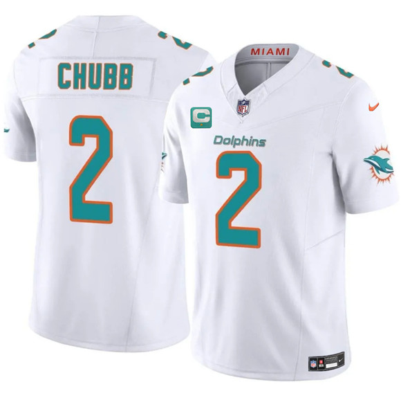 Miami Dolphins #2 Bradley Chubb White 2025 F.U.S.E. With 1-Star C Patch Vapor Limited Football Stitched Jersey Miami Dolphins #2 Bradley Chubb White 2025 F.U.S.E. With 1-Star C Patch Vapor Limited Football Stitched Jersey