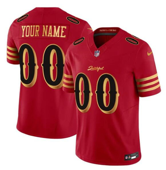San Francisco 49ers Active Player Custom Red Gold 2025 F.U.S.E. ??Rivalries?? Vapor Limited Football Stitched Jersey San Francisco 49ers Active Player Custom Red Gold 2025 F.U.S.E. ??Rivalries?? Vapor Limited Football Stitched Jersey