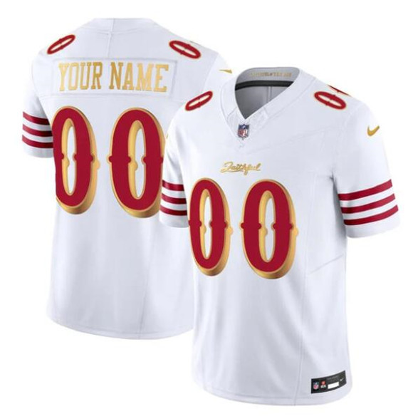 San Francisco 49ers Active Player Custom White Gold 2025 F.U.S.E. ??Rivalries?? Vapor Limited Football Stitched Jersey San Francisco 49ers Active Player Custom White Gold 2025 F.U.S.E. ??Rivalries?? Vapor Limited Football Stitched Jersey