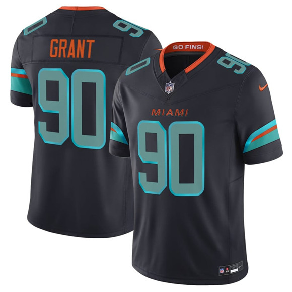 Miami Dolphins #90 Kenneth Grant Black 2025 F.U.S.E. "Rivalries" Vapor Limited Football Stitched Jersey Miami Dolphins #90 Kenneth Grant Black 2025 F.U.S.E. "Rivalries" Vapor Limited Football Stitched Jersey