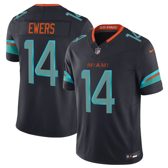 Miami Dolphins #14 Quinn Ewers Black 2025 F.U.S.E. "Rivalries" Vapor Limited Football Stitched Jersey