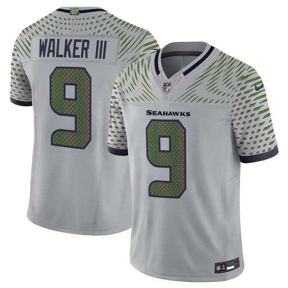Seattle Seahawks #9 Kenneth Walker III Gray 2025 F.U.S.E. ??Rivalries?? Vapor Limited Football Stitched Jersey