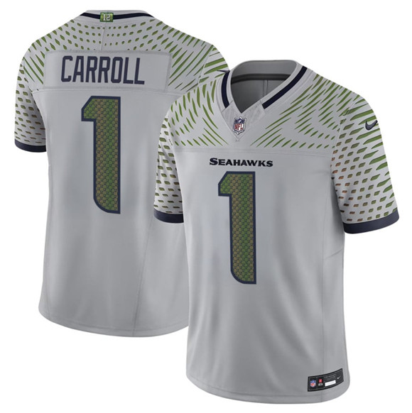 Seattle Seahawks #1 Pete Carroll Gray 2025 F.U.S.E. "Rivalries" Vapor Untouchable Limited Football Stitched Jersey