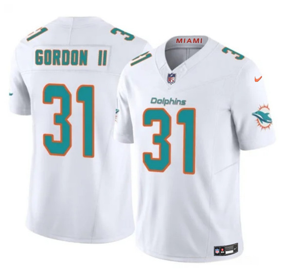 Miami Dolphins #31 Ollie Gordon II White 2025 F.U.S.E. Vapor Limited Football Stitched Jersey